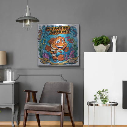Luxe Metal Art 'Clown Fish Underwater Scene' by Flyland Designs, Metal Wall Art,24x24