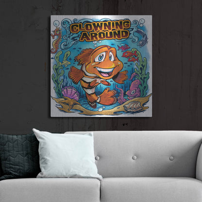 Luxe Metal Art 'Clown Fish Underwater Scene' by Flyland Designs, Metal Wall Art,36x36
