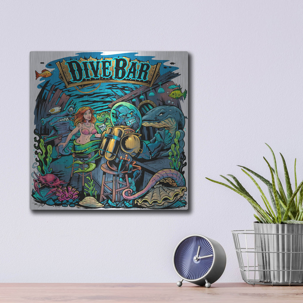 Luxe Metal Art 'Dive Bar' by Flyland Designs, Metal Wall Art,12x12