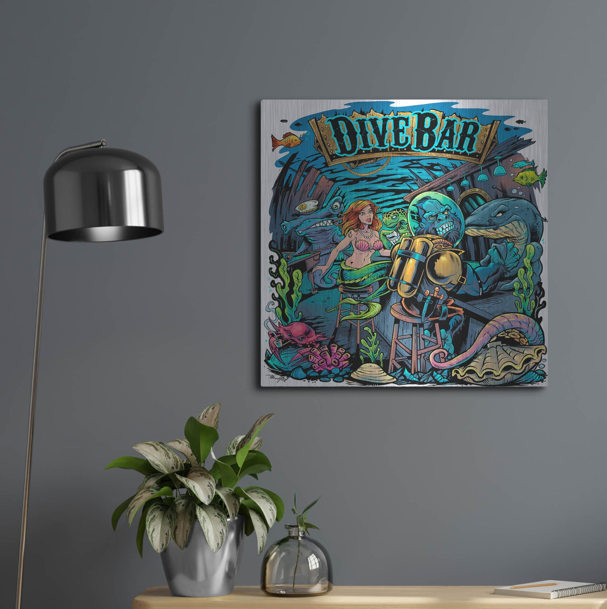 Luxe Metal Art 'Dive Bar' by Flyland Designs, Metal Wall Art,24x24