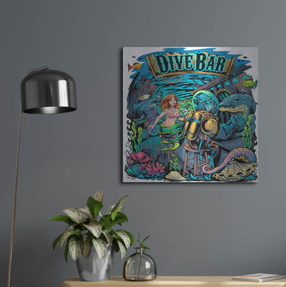 Luxe Metal Art 'Dive Bar' by Flyland Designs, Metal Wall Art,24x24