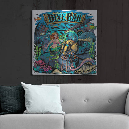 Luxe Metal Art 'Dive Bar' by Flyland Designs, Metal Wall Art,36x36