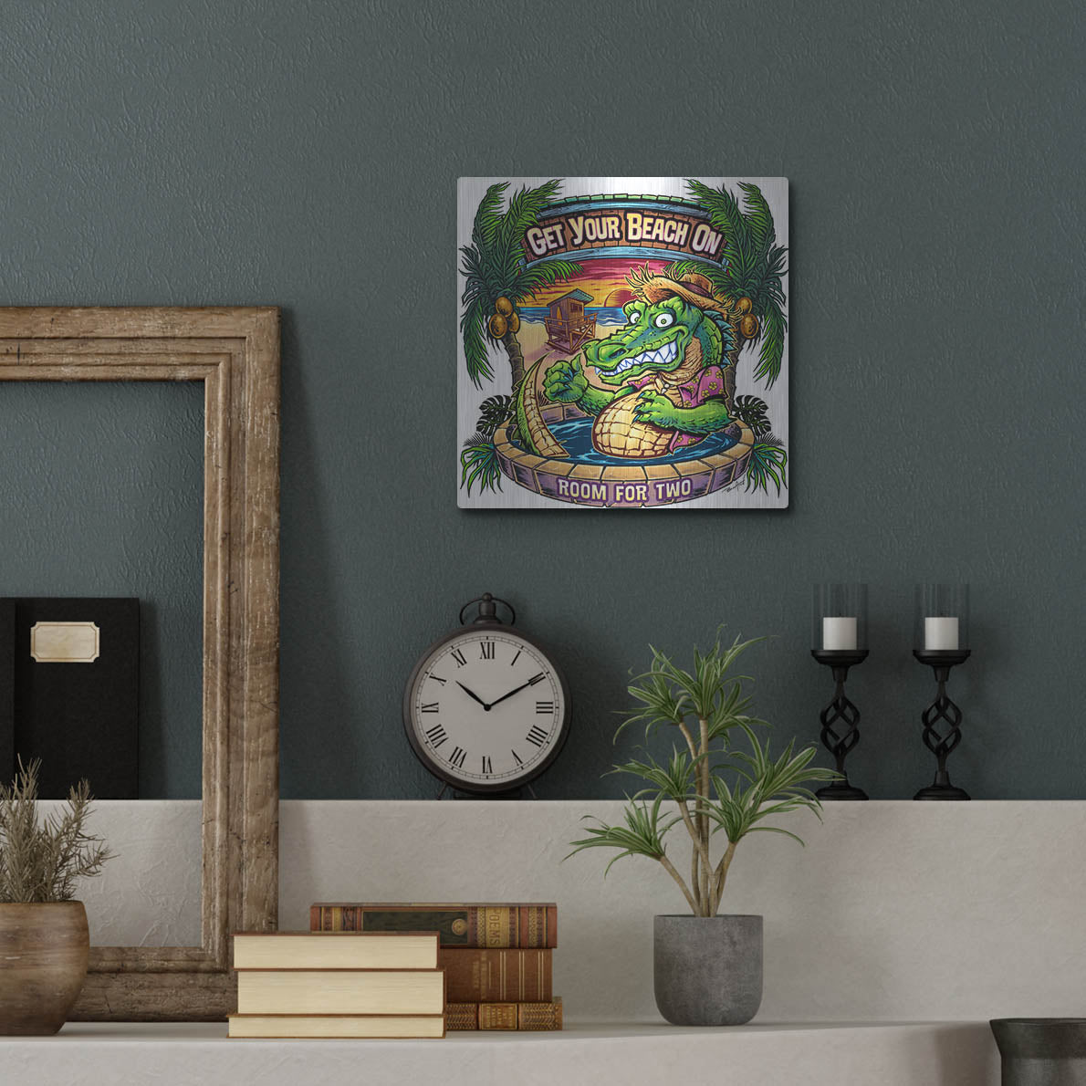 Luxe Metal Art 'Gator Full Color' by Flyland Designs, Metal Wall Art,12x12