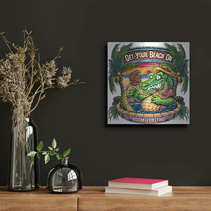Luxe Metal Art 'Gator Full Color' by Flyland Designs, Metal Wall Art,12x12