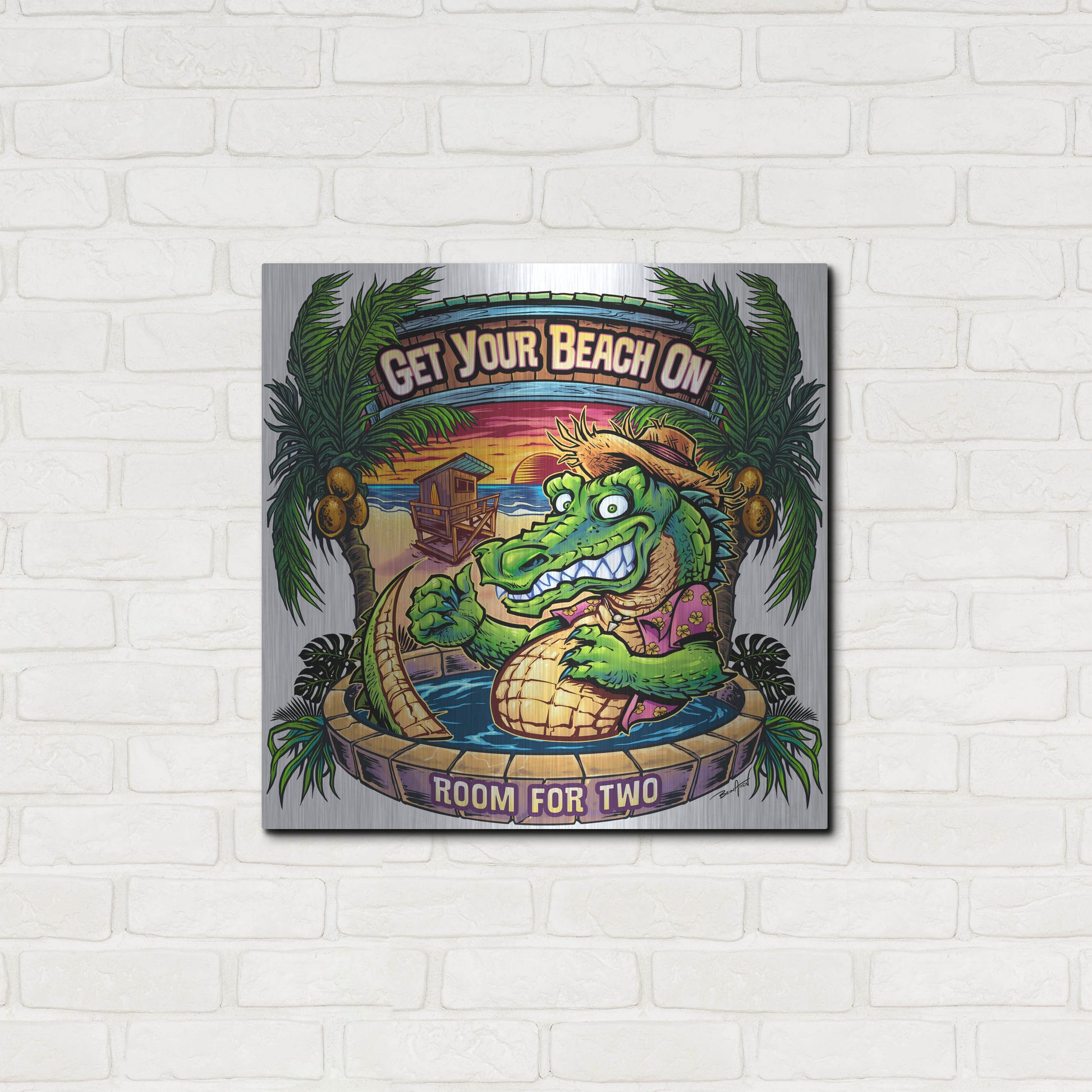 Luxe Metal Art 'Gator Full Color' by Flyland Designs, Metal Wall Art,24x24