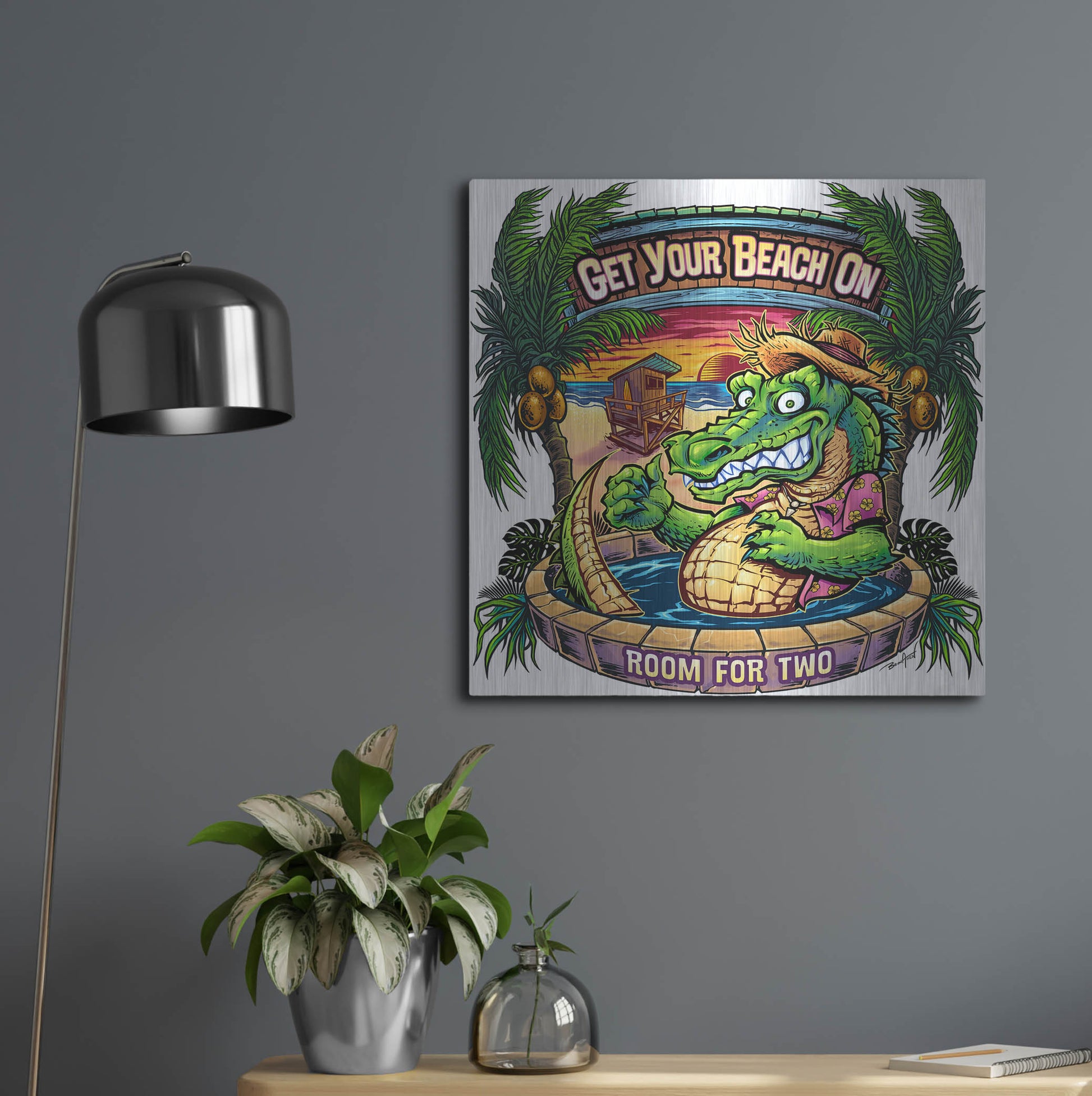 Luxe Metal Art 'Gator Full Color' by Flyland Designs, Metal Wall Art,24x24