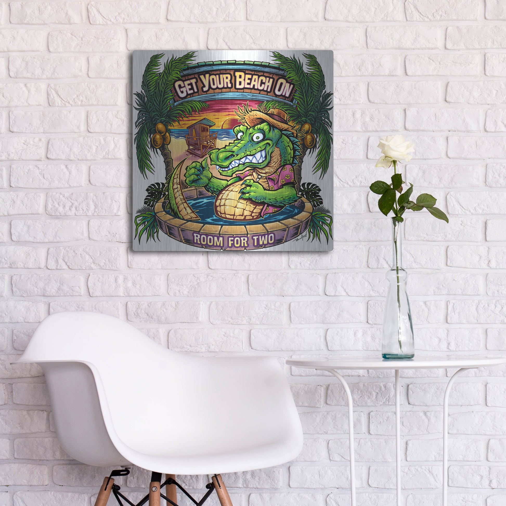 Luxe Metal Art 'Gator Full Color' by Flyland Designs, Metal Wall Art,24x24