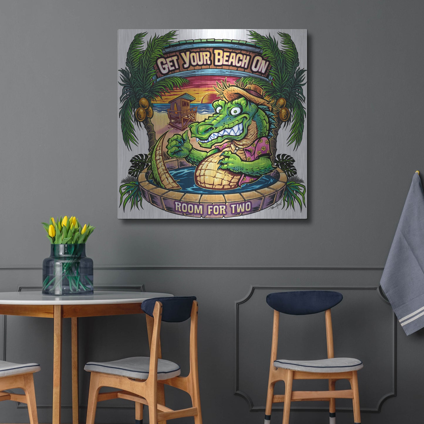 Luxe Metal Art 'Gator Full Color' by Flyland Designs, Metal Wall Art,36x36