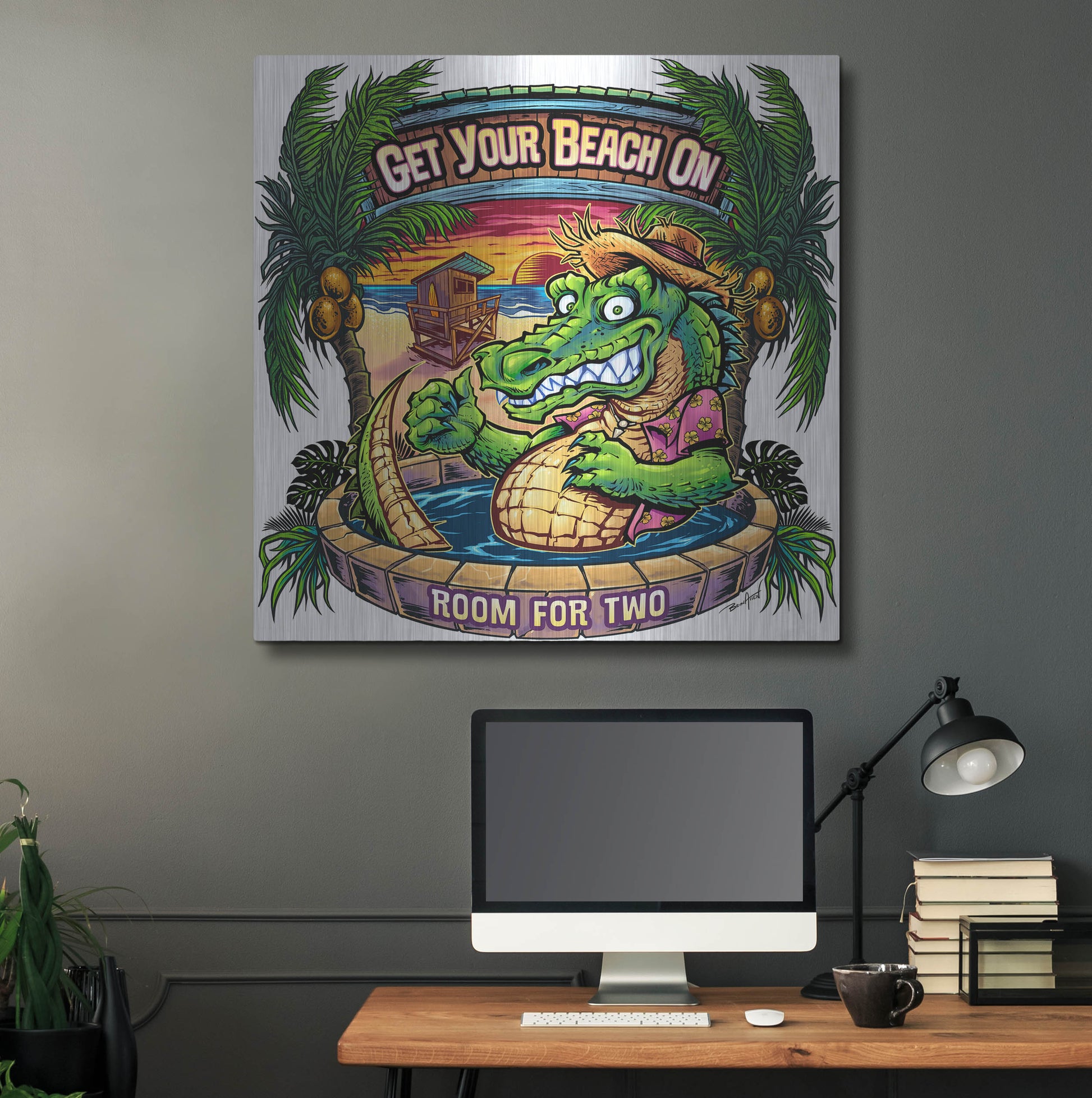 Luxe Metal Art 'Gator Full Color' by Flyland Designs, Metal Wall Art,36x36