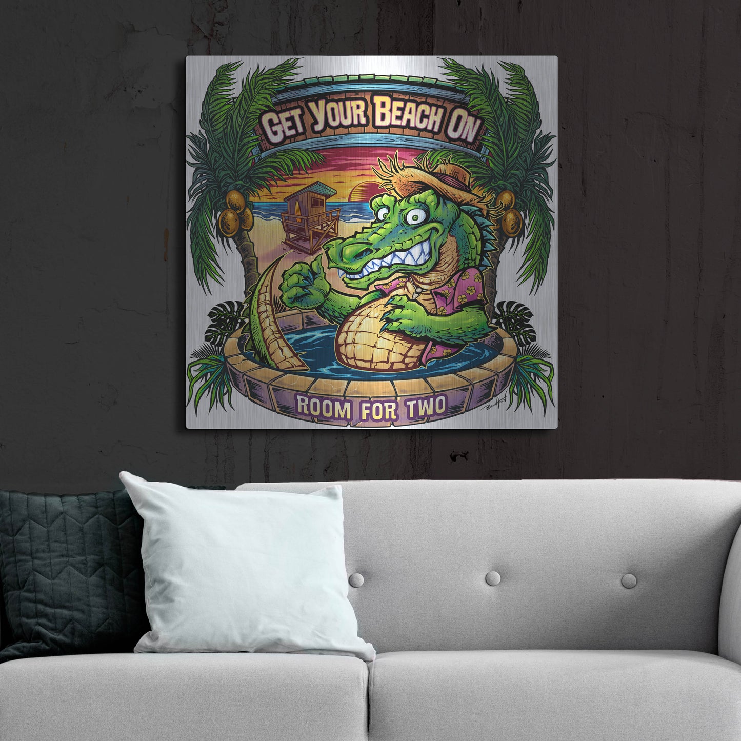 Luxe Metal Art 'Gator Full Color' by Flyland Designs, Metal Wall Art,36x36