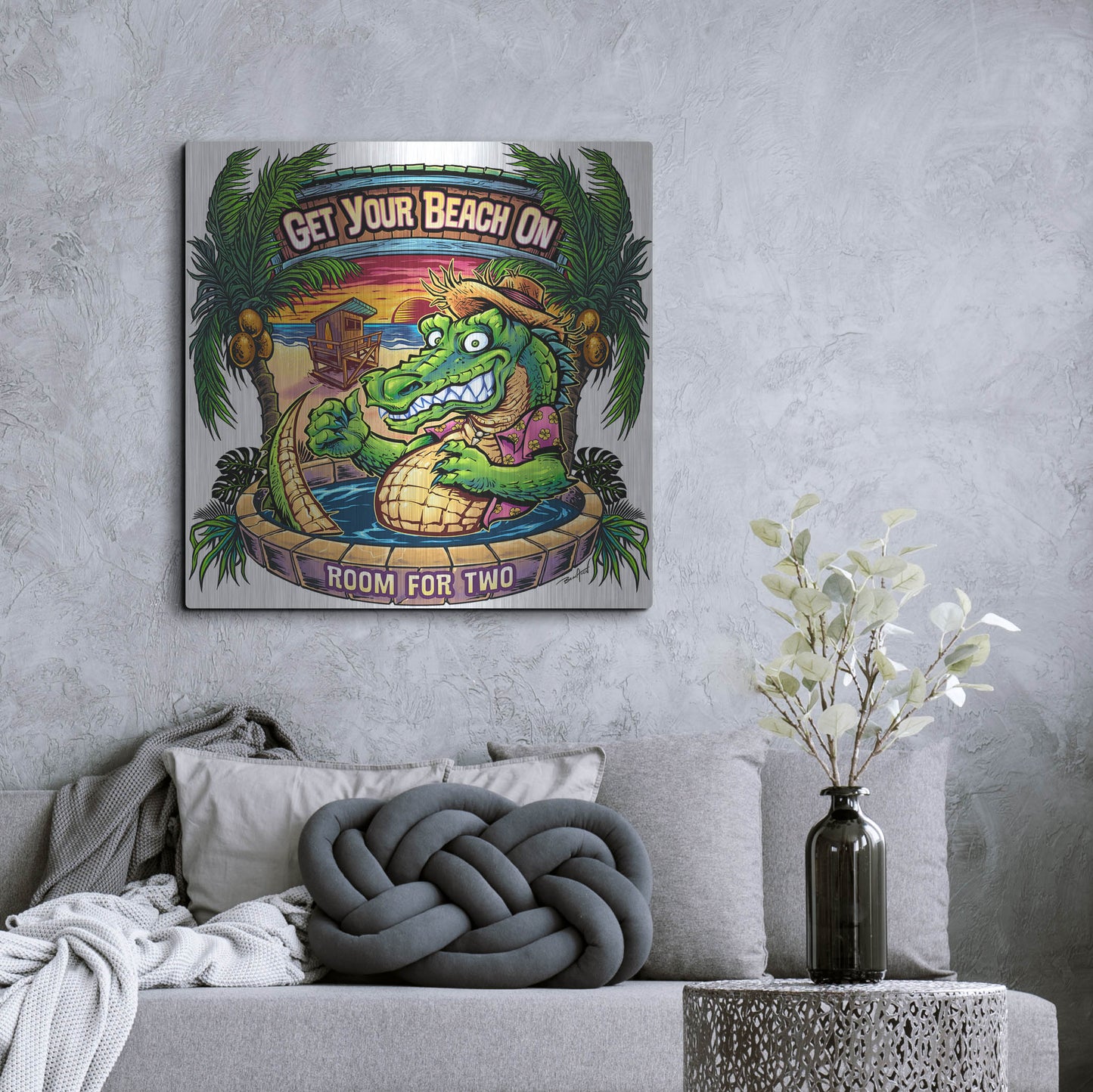 Luxe Metal Art 'Gator Full Color' by Flyland Designs, Metal Wall Art,36x36