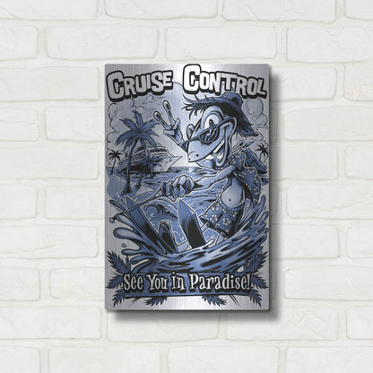 Luxe Metal Art 'Gecko Water Skiing' by Flyland Designs, Metal Wall Art,12x16