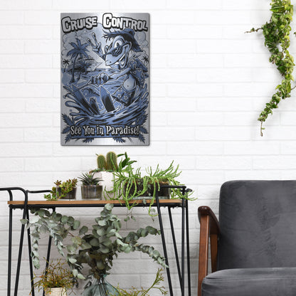 Luxe Metal Art 'Gecko Water Skiing' by Flyland Designs, Metal Wall Art,12x16