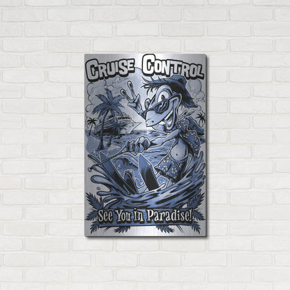 Luxe Metal Art 'Gecko Water Skiing' by Flyland Designs, Metal Wall Art,24x36