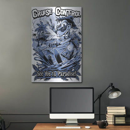 Luxe Metal Art 'Gecko Water Skiing' by Flyland Designs, Metal Wall Art,24x36