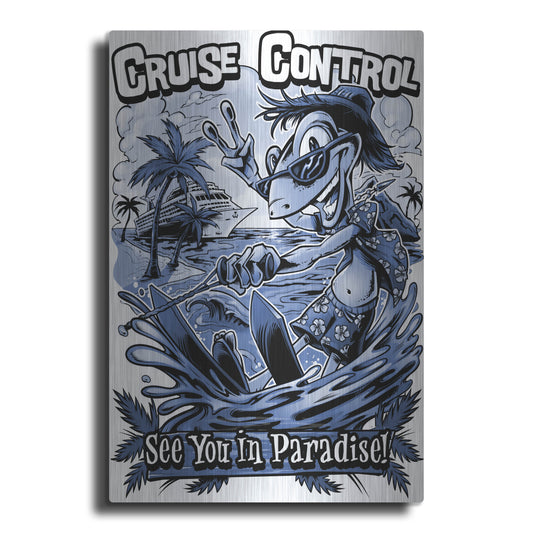 Luxe Metal Art 'Gecko Water Skiing' by Flyland Designs, Metal Wall Art