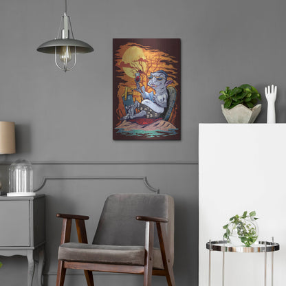 Luxe Metal Art 'Halloween At The Beach - Dracula' by Flyland Designs, Metal Wall Art,16x24