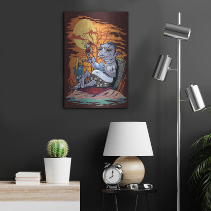 Luxe Metal Art 'Halloween At The Beach - Dracula' by Flyland Designs, Metal Wall Art,16x24