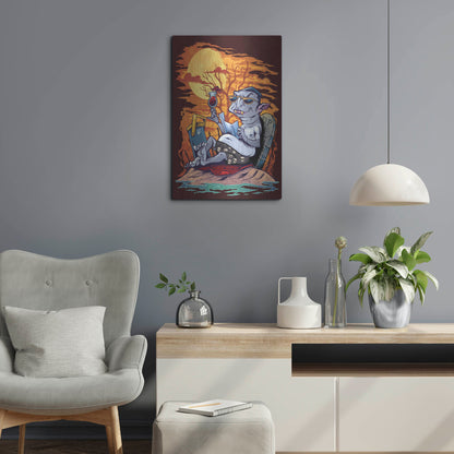 Luxe Metal Art 'Halloween At The Beach - Dracula' by Flyland Designs, Metal Wall Art,16x24