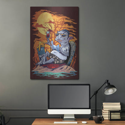 Luxe Metal Art 'Halloween At The Beach - Dracula' by Flyland Designs, Metal Wall Art,24x36