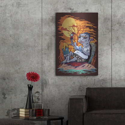 Luxe Metal Art 'Halloween At The Beach - Dracula' by Flyland Designs, Metal Wall Art,24x36
