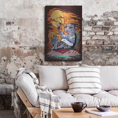 Luxe Metal Art 'Halloween At The Beach - Dracula' by Flyland Designs, Metal Wall Art,24x36