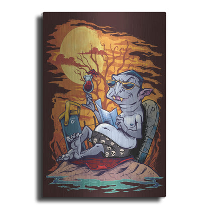 Luxe Metal Art 'Halloween At The Beach - Dracula' by Flyland Designs, Metal Wall Art