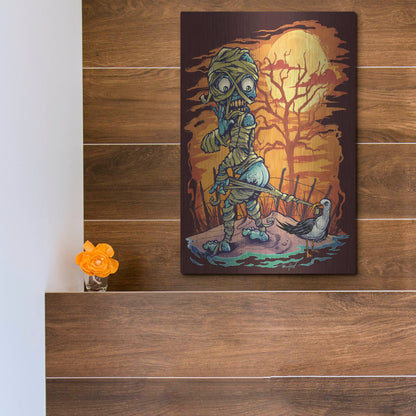 Luxe Metal Art 'Halloween At The Beach - Mummy' by Flyland Designs, Metal Wall Art,12x16