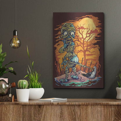 Luxe Metal Art 'Halloween At The Beach - Mummy' by Flyland Designs, Metal Wall Art,12x16