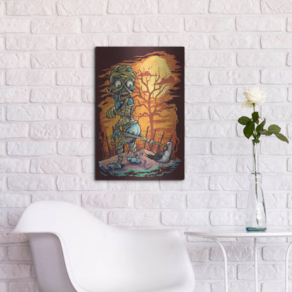 Luxe Metal Art 'Halloween At The Beach - Mummy' by Flyland Designs, Metal Wall Art,16x24