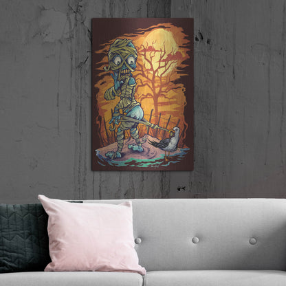 Luxe Metal Art 'Halloween At The Beach - Mummy' by Flyland Designs, Metal Wall Art,24x36