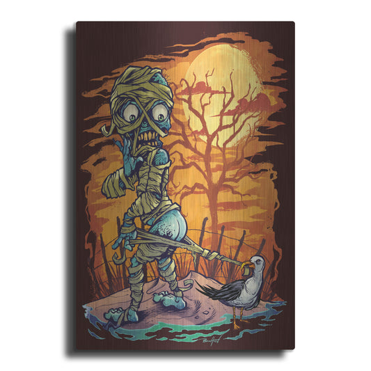 Luxe Metal Art 'Halloween At The Beach - Mummy' by Flyland Designs, Metal Wall Art