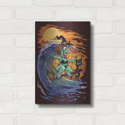 Luxe Metal Art 'Halloween At The Beach - Witch' by Flyland Designs, Metal Wall Art,12x16