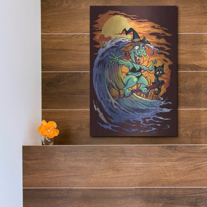 Luxe Metal Art 'Halloween At The Beach - Witch' by Flyland Designs, Metal Wall Art,12x16