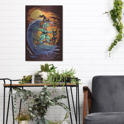 Luxe Metal Art 'Halloween At The Beach - Witch' by Flyland Designs, Metal Wall Art,12x16