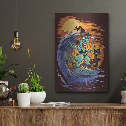 Luxe Metal Art 'Halloween At The Beach - Witch' by Flyland Designs, Metal Wall Art,12x16