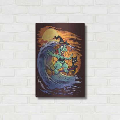 Luxe Metal Art 'Halloween At The Beach - Witch' by Flyland Designs, Metal Wall Art,16x24