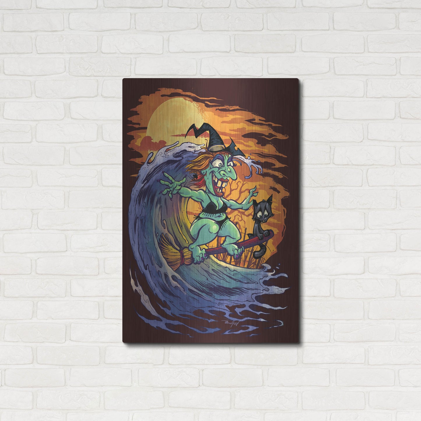 Luxe Metal Art 'Halloween At The Beach - Witch' by Flyland Designs, Metal Wall Art,24x36