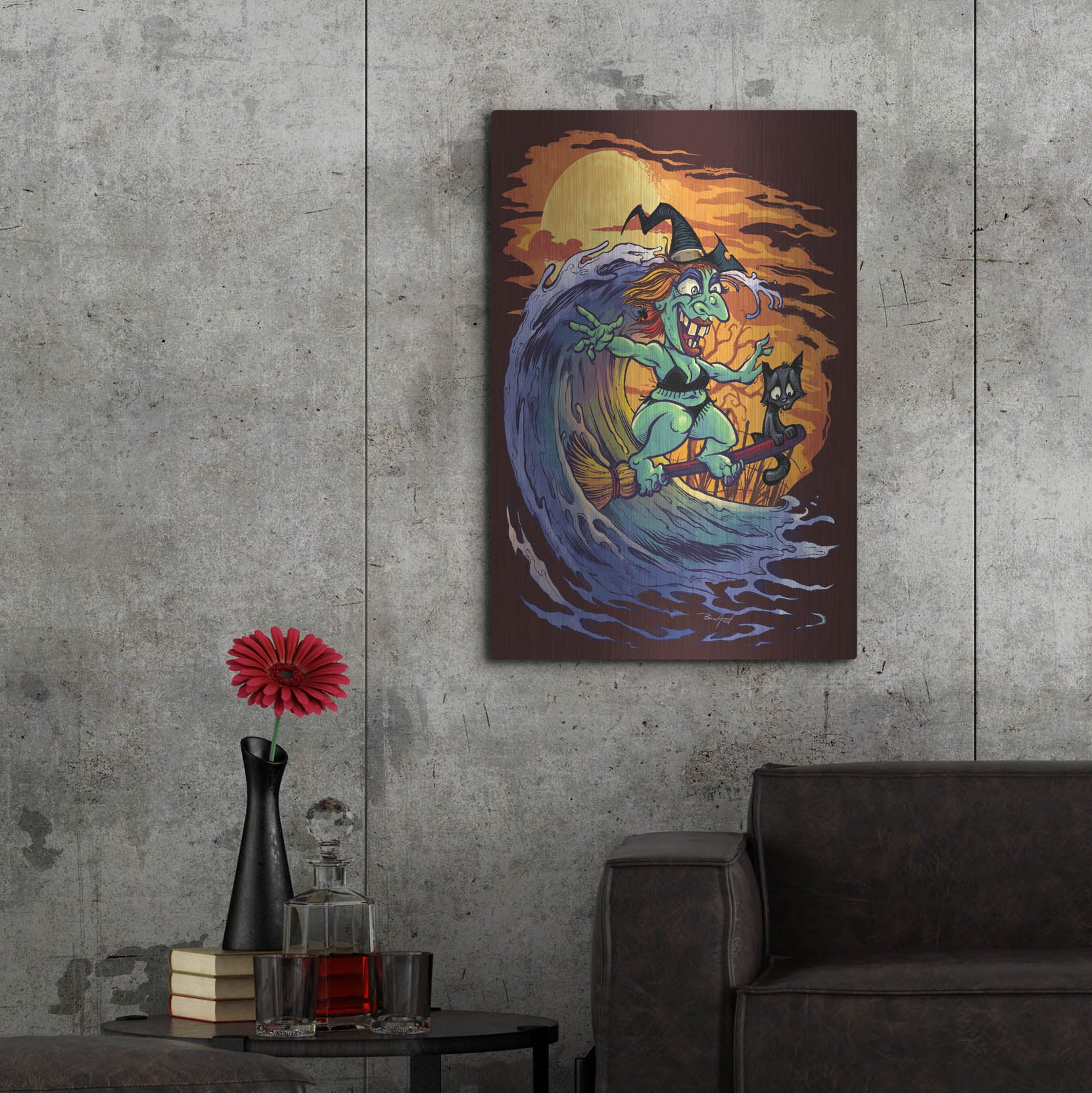 Luxe Metal Art 'Halloween At The Beach - Witch' by Flyland Designs, Metal Wall Art,24x36