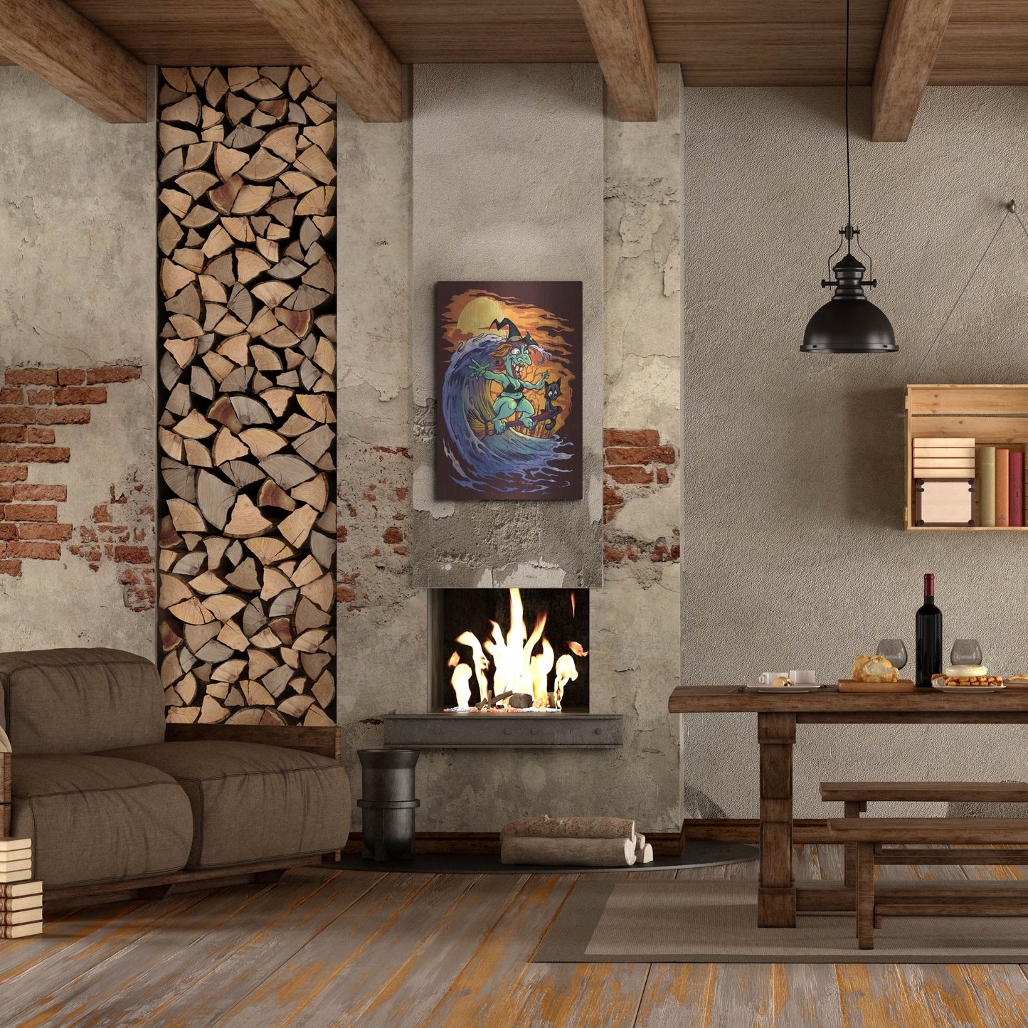 Luxe Metal Art 'Halloween At The Beach - Witch' by Flyland Designs, Metal Wall Art,24x36