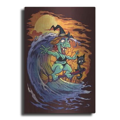 Luxe Metal Art 'Halloween At The Beach - Witch' by Flyland Designs, Metal Wall Art