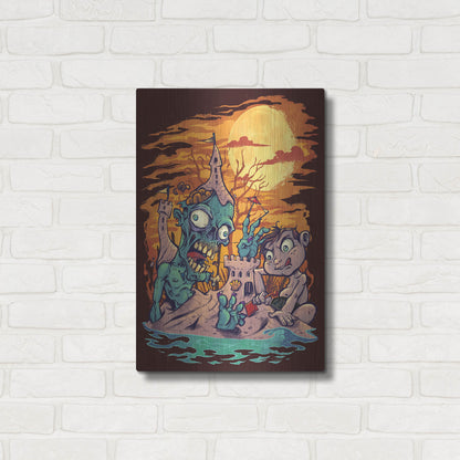 Luxe Metal Art 'Halloween At The Beach - Zombie' by Flyland Designs, Metal Wall Art,16x24