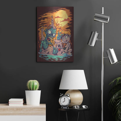 Luxe Metal Art 'Halloween At The Beach - Zombie' by Flyland Designs, Metal Wall Art,16x24