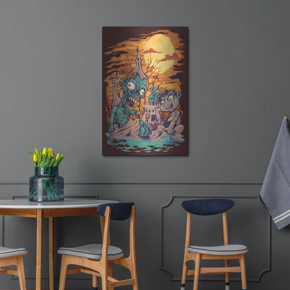 Luxe Metal Art 'Halloween At The Beach - Zombie' by Flyland Designs, Metal Wall Art,24x36