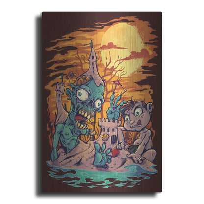 Luxe Metal Art 'Halloween At The Beach - Zombie' by Flyland Designs, Metal Wall Art