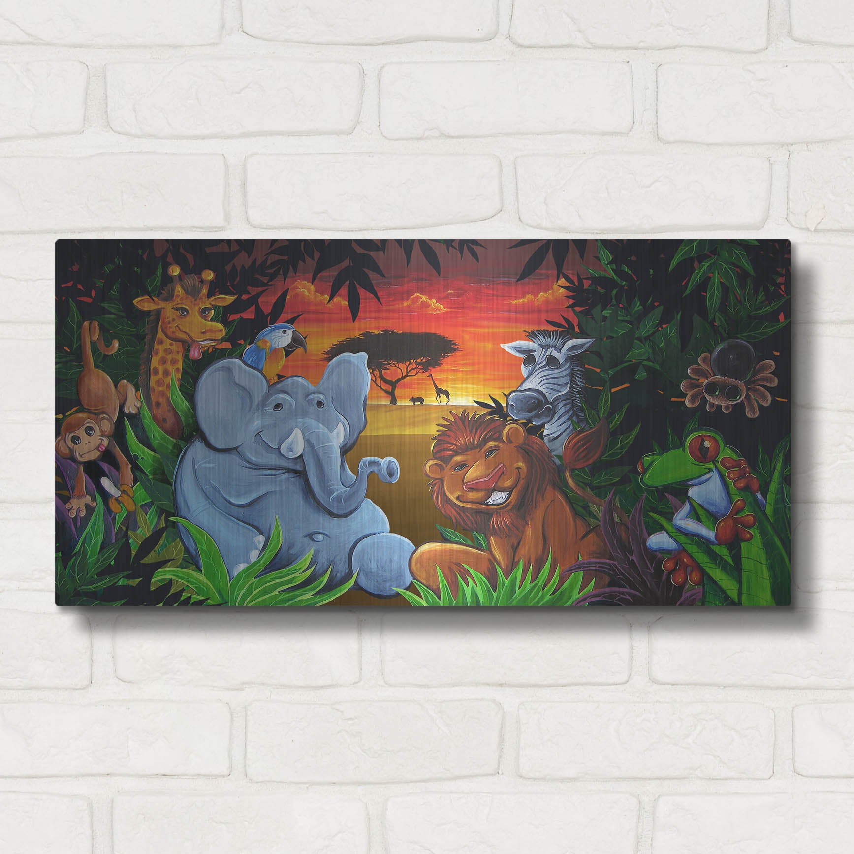 Luxe Metal Art 'Jungle Mural' by Flyland Designs, Metal Wall Art,24x12