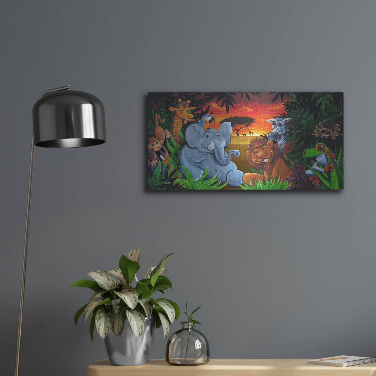 Luxe Metal Art 'Jungle Mural' by Flyland Designs, Metal Wall Art,24x12