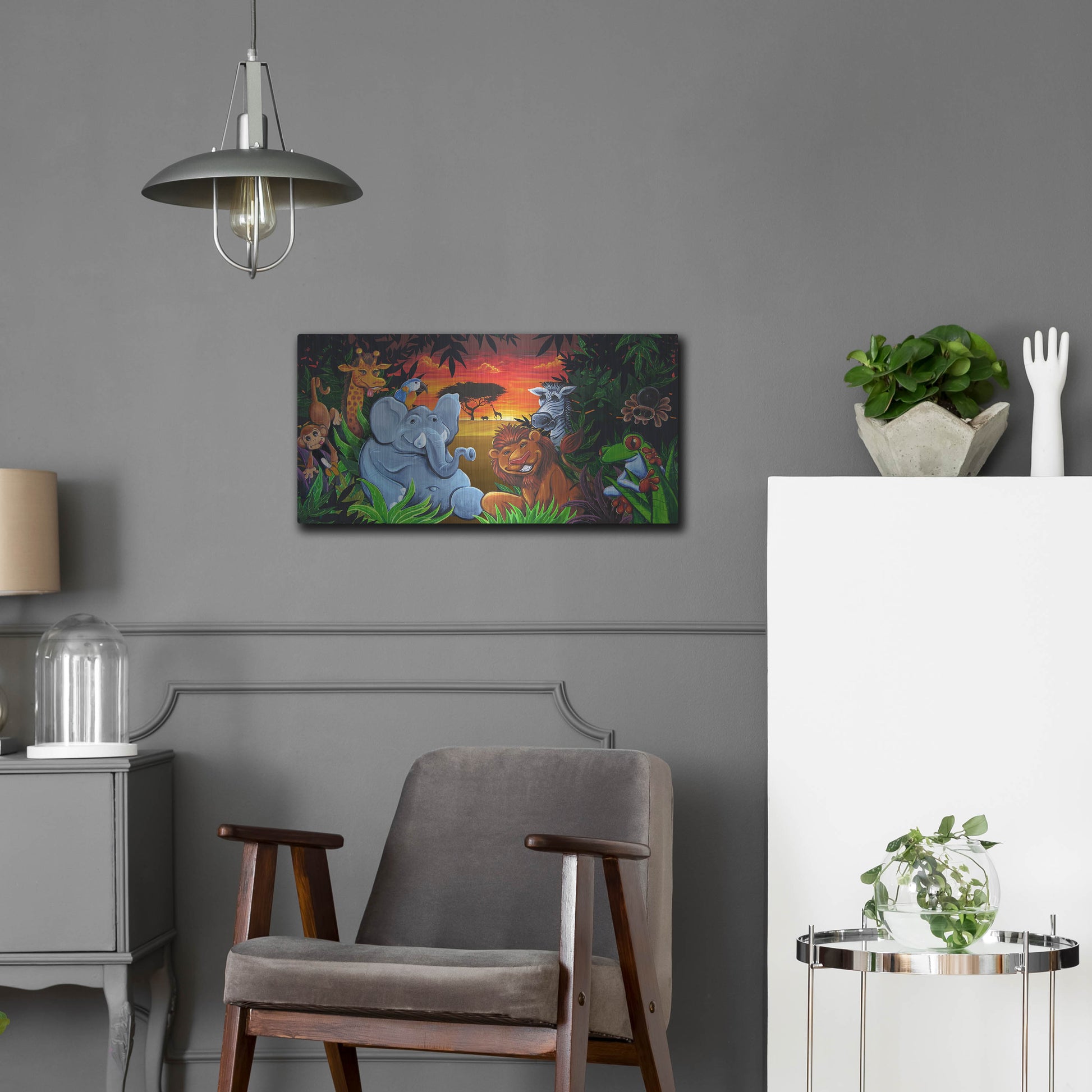 Luxe Metal Art 'Jungle Mural' by Flyland Designs, Metal Wall Art,24x12