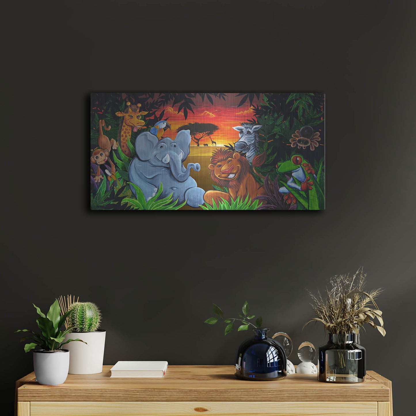 Luxe Metal Art 'Jungle Mural' by Flyland Designs, Metal Wall Art,24x12