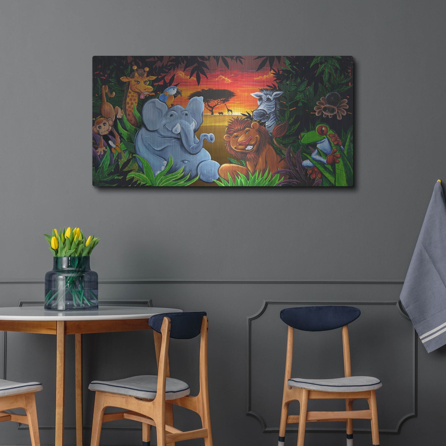 Luxe Metal Art 'Jungle Mural' by Flyland Designs, Metal Wall Art,48x24